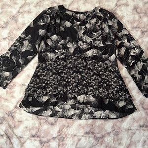Halston Floral Tiered Blouse